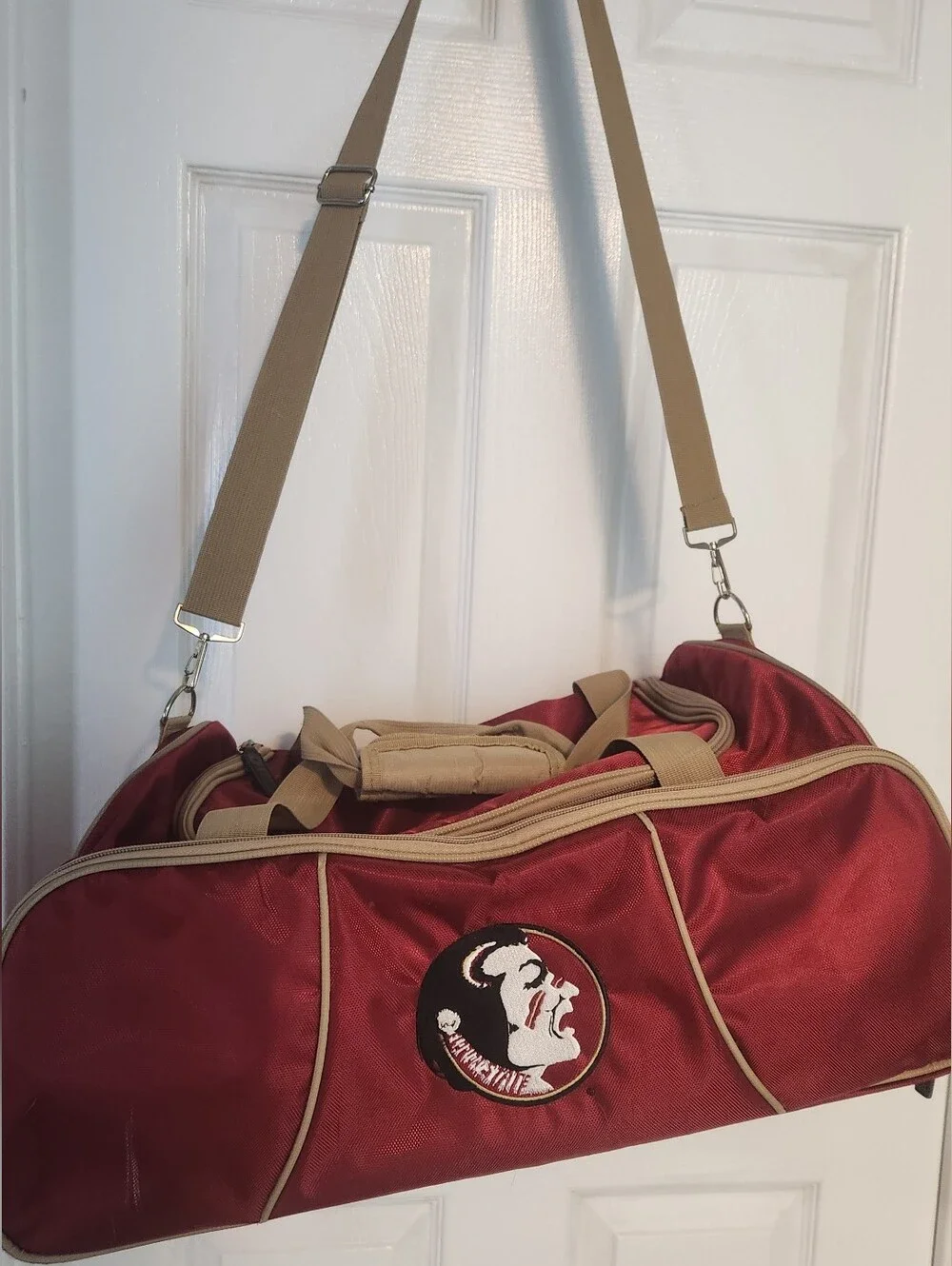 FLORIDA STATE SEMINOLES FSU Burgundy Duffel with Cream Trim